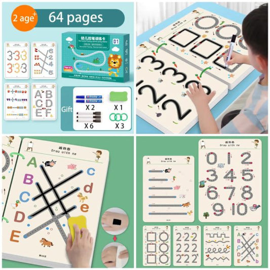 Kids Educational Learning Tracing Book with 64 Pages,front