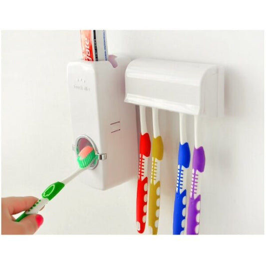 Automatic Toothpaste Dispenser + Brush Holder Set